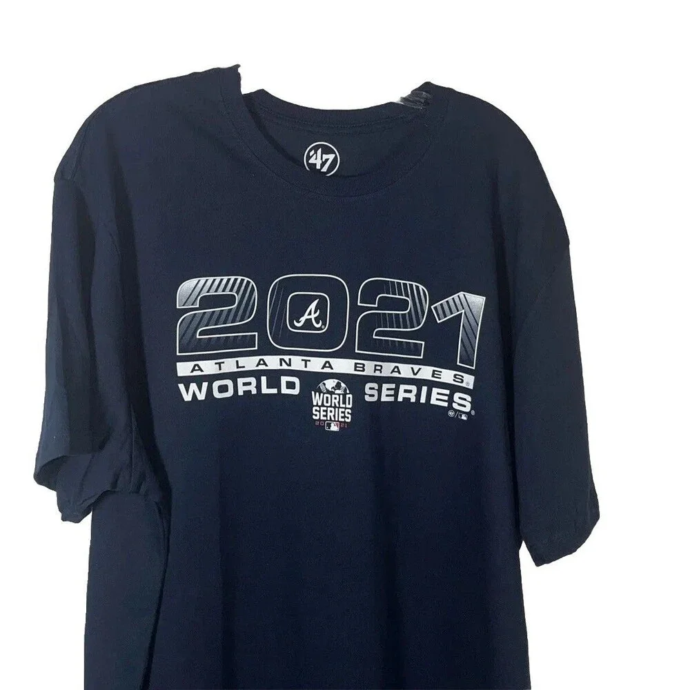 47 Atlanta Braves 2021 World Series Navy Blue Unisex T-shirt Size 2XL Sports